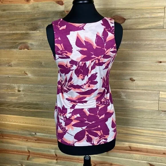 Sonoma Pink Floral Tank Crocheted Top Size Medium 0426 - Picture 5 of 6